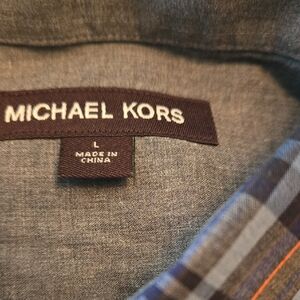 Michael Kors Navy and Gray Checkered Shirt